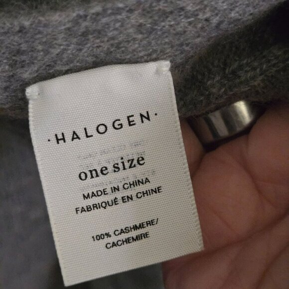 Halogen Cashmere Poncho Ribbed V Neck All Season Super Soft Gray One Size - Picture 6 of 7